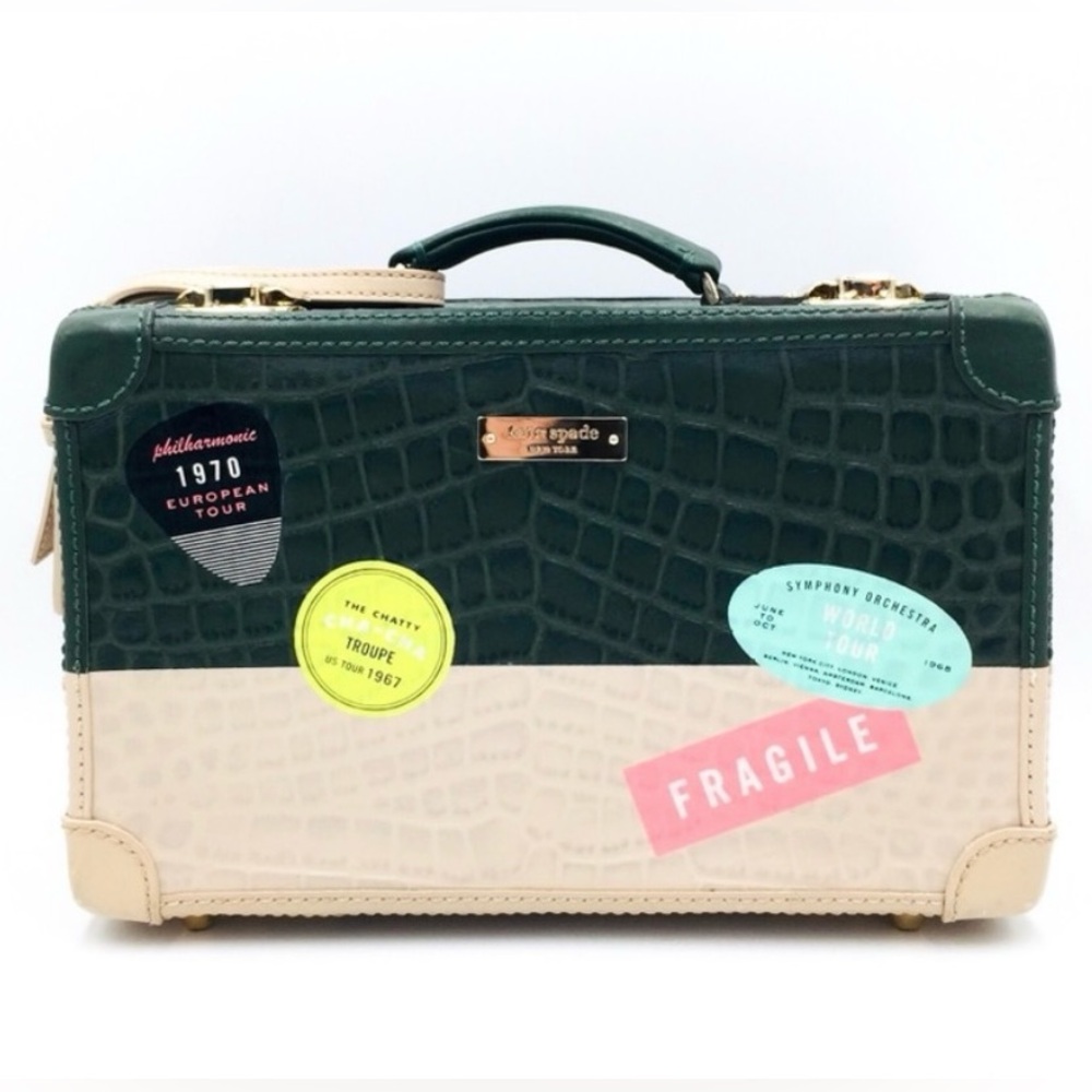 On SALE!💥💥Rare&FUN! Kate Spade Embossed Leather Corbin”Smoke & Mirrors”Trunk Bag